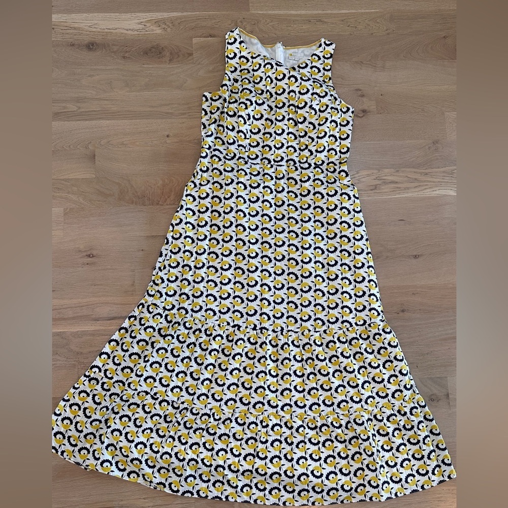 Boden Yellow and Navy Printed Sleeveless Midi Dress - Picture 2 of 10
